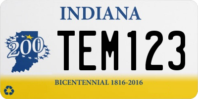 IN license plate TEM123