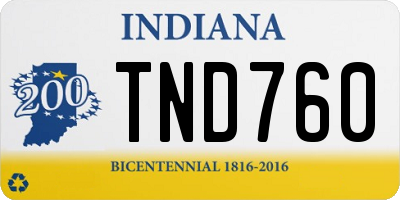 IN license plate TND760