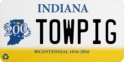 IN license plate TOWPIG