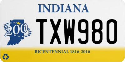 IN license plate TXW980