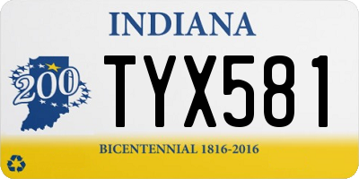 IN license plate TYX581