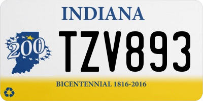 IN license plate TZV893