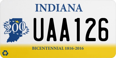 IN license plate UAA126