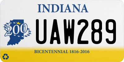 IN license plate UAW289