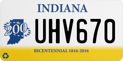 IN license plate UHV670