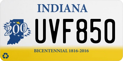 IN license plate UVF850