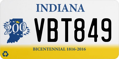 IN license plate VBT849