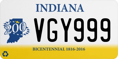 IN license plate VGY999