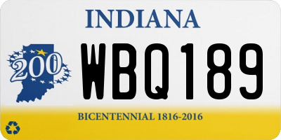 IN license plate WBQ189