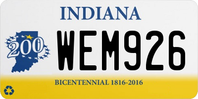 IN license plate WEM926