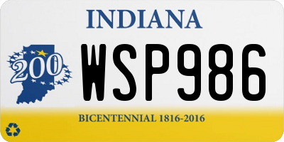 IN license plate WSP986