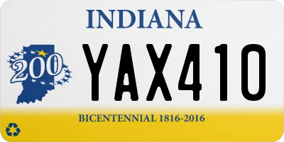 IN license plate YAX410