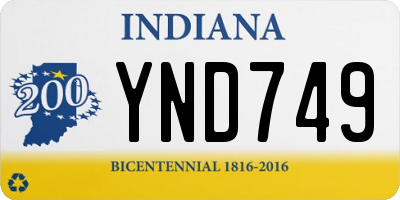 IN license plate YND749