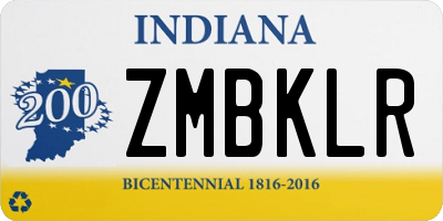 IN license plate ZMBKLR