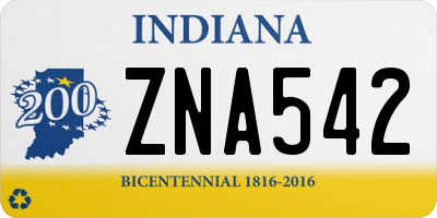 IN license plate ZNA542