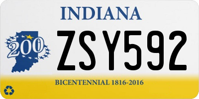 IN license plate ZSY592