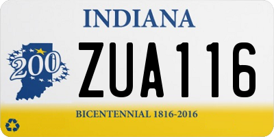 IN license plate ZUA116