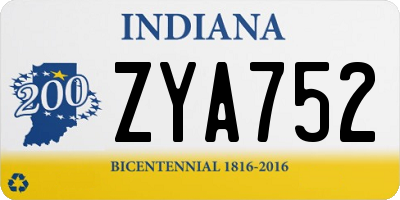 IN license plate ZYA752