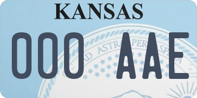 KS license plate 000AAE