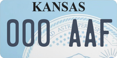 KS license plate 000AAF