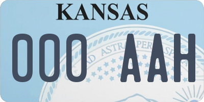 KS license plate 000AAH