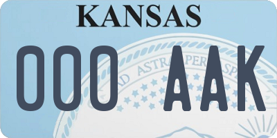 KS license plate 000AAK