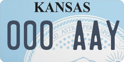 KS license plate 000AAY