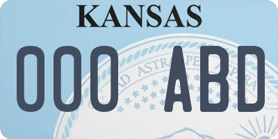 KS license plate 000ABD
