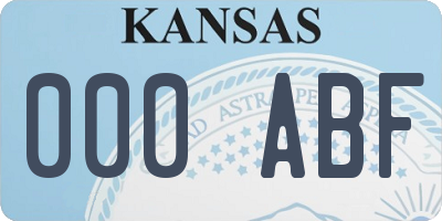 KS license plate 000ABF