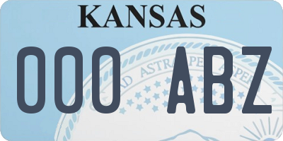 KS license plate 000ABZ