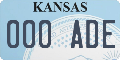 KS license plate 000ADE