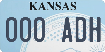KS license plate 000ADH