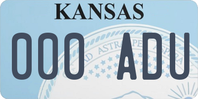 KS license plate 000ADU