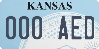 KS license plate 000AED