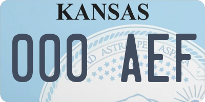 KS license plate 000AEF