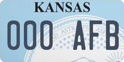 KS license plate 000AFB