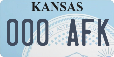 KS license plate 000AFK