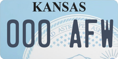 KS license plate 000AFW