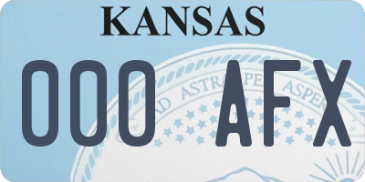 KS license plate 000AFX