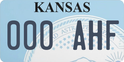 KS license plate 000AHF
