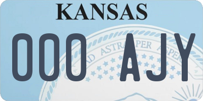KS license plate 000AJY