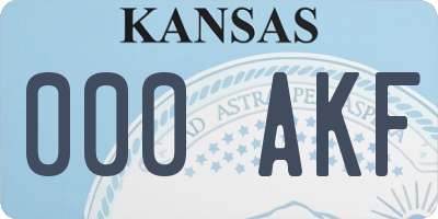 KS license plate 000AKF