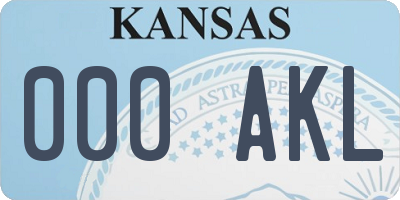 KS license plate 000AKL