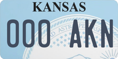 KS license plate 000AKN
