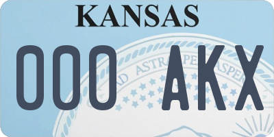 KS license plate 000AKX