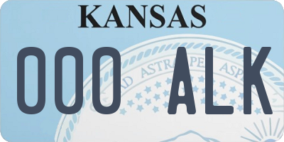 KS license plate 000ALK