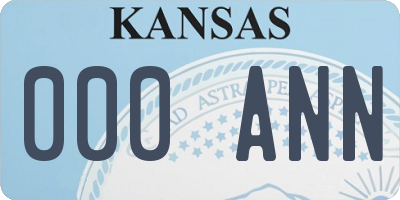 KS license plate 000ANN