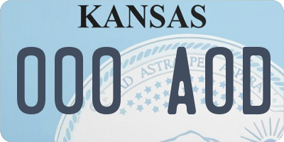KS license plate 000AOD