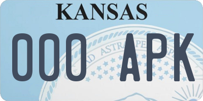 KS license plate 000APK