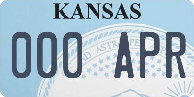 KS license plate 000APR